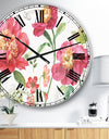 Red Spring flowers and Butterfly - Cabin & Lodge Large Wall CLock