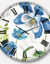 Blue Columbine Flowers With Butterfly - Cabin & Lodge Wall CLock