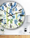 Bluebell and Columbine Wild Flowers with Butterfly - Cabin & Lodge Large Wall CLock