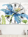 Blue Columbine Wild Flower with Ferns - Cottage 3 Panels Oversized Wall CLock