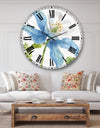 Blue Columbine Wild Flower with Ferns - Cabin & Lodge Large Wall CLock