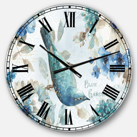 The Gray Barn Jartop 'Indigold Bird Cottage Family V - Farmhouse Oversized Metal Clock