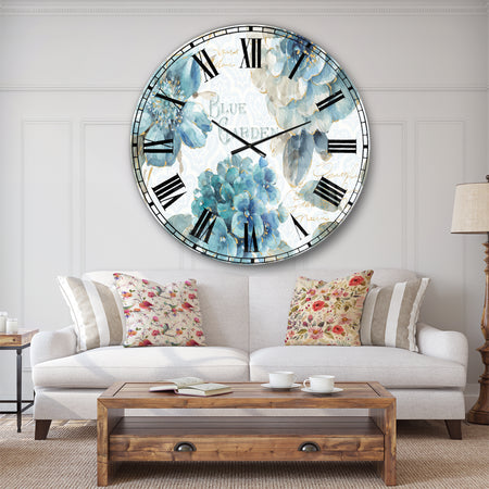 My Greenhouse Cottage Flowers I - Farmhouse Large Wall CLock