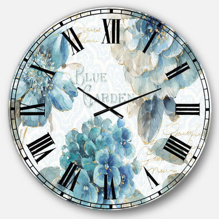 My Greenhouse Cottage Flowers I - Farmhouse Large Wall CLock