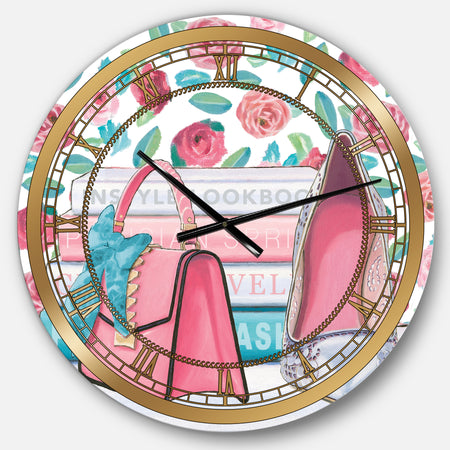 Pink Fashion high heels I - Posh & Luxe Large Wall CLock