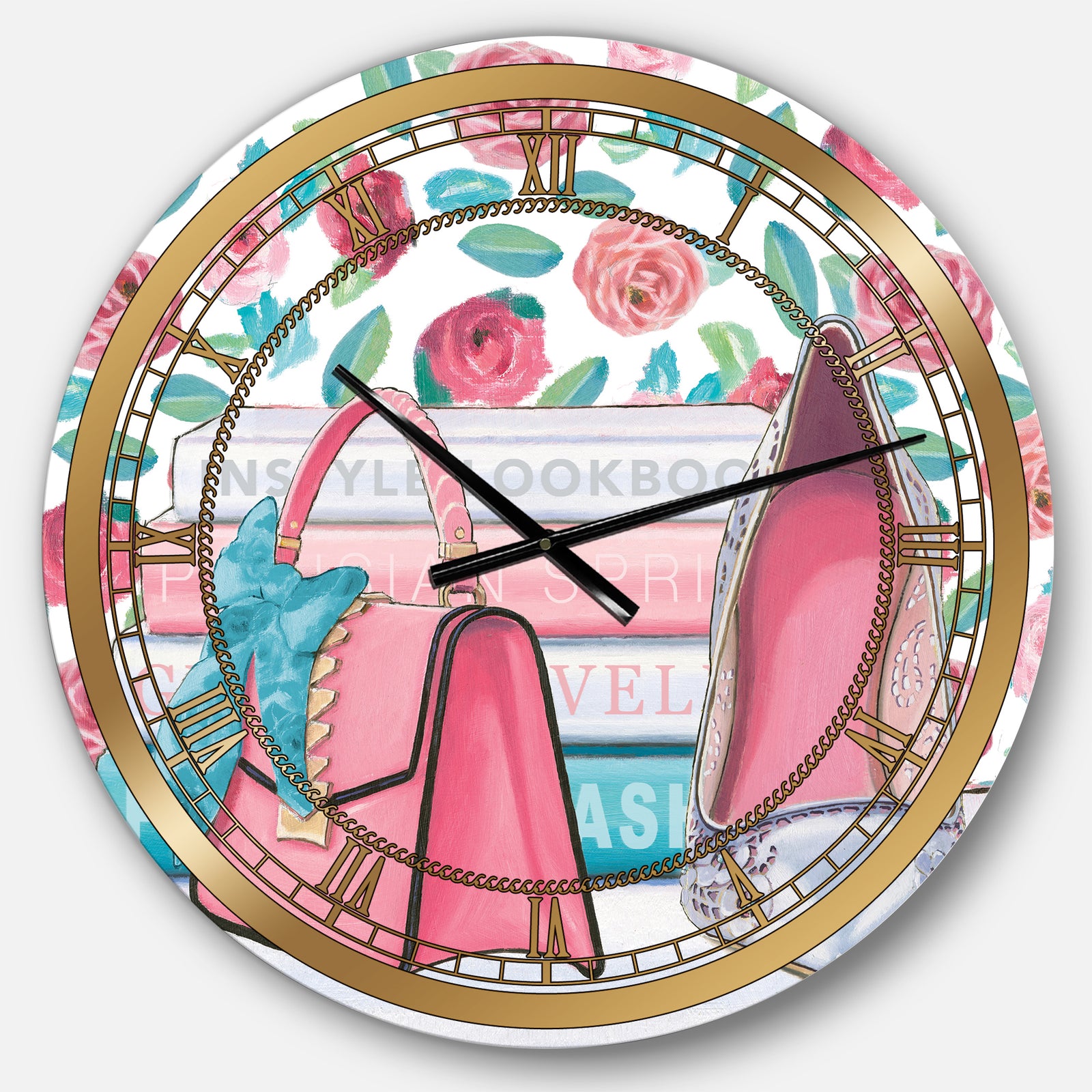 Pink Fashion high heels I - Posh & Luxe Large Wall CLock