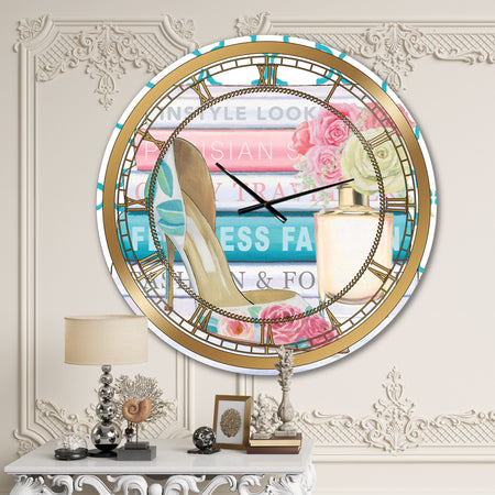 Pink Fashion high heels II - Posh & Luxe Large Wall CLock