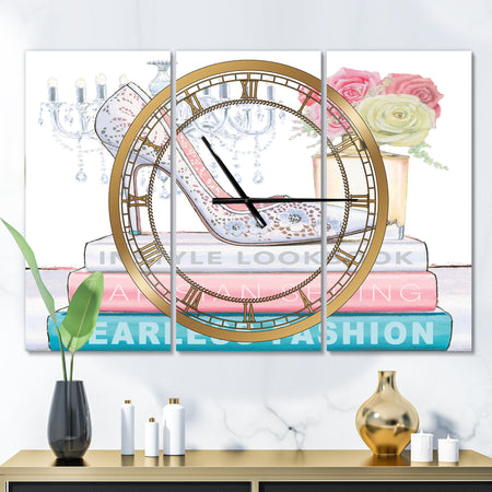 Pink Fashion high heels III - Glam 3 Panels Oversized Wall CLock
