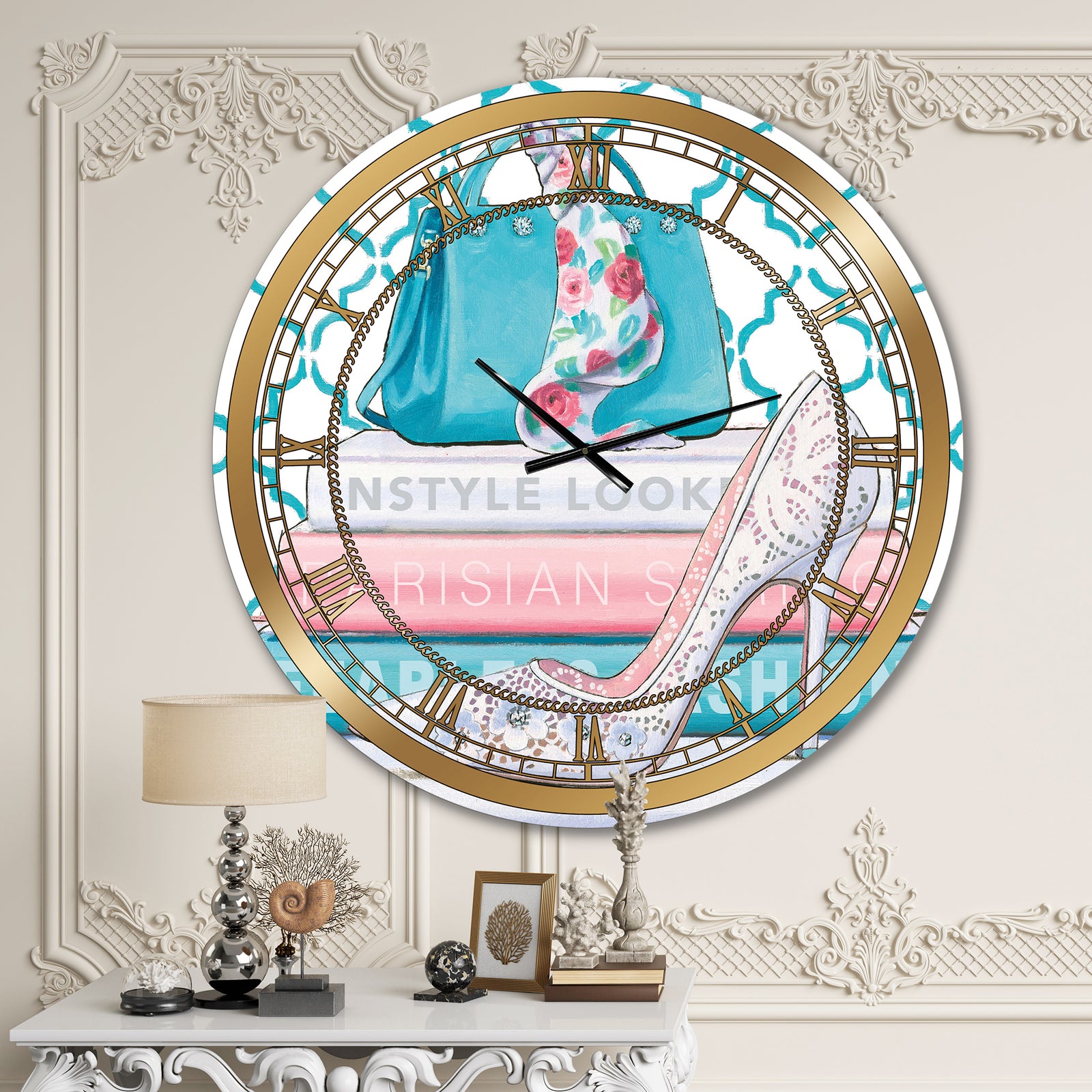 Pink Fashion high heels IV - Posh & Luxe Wall CLock