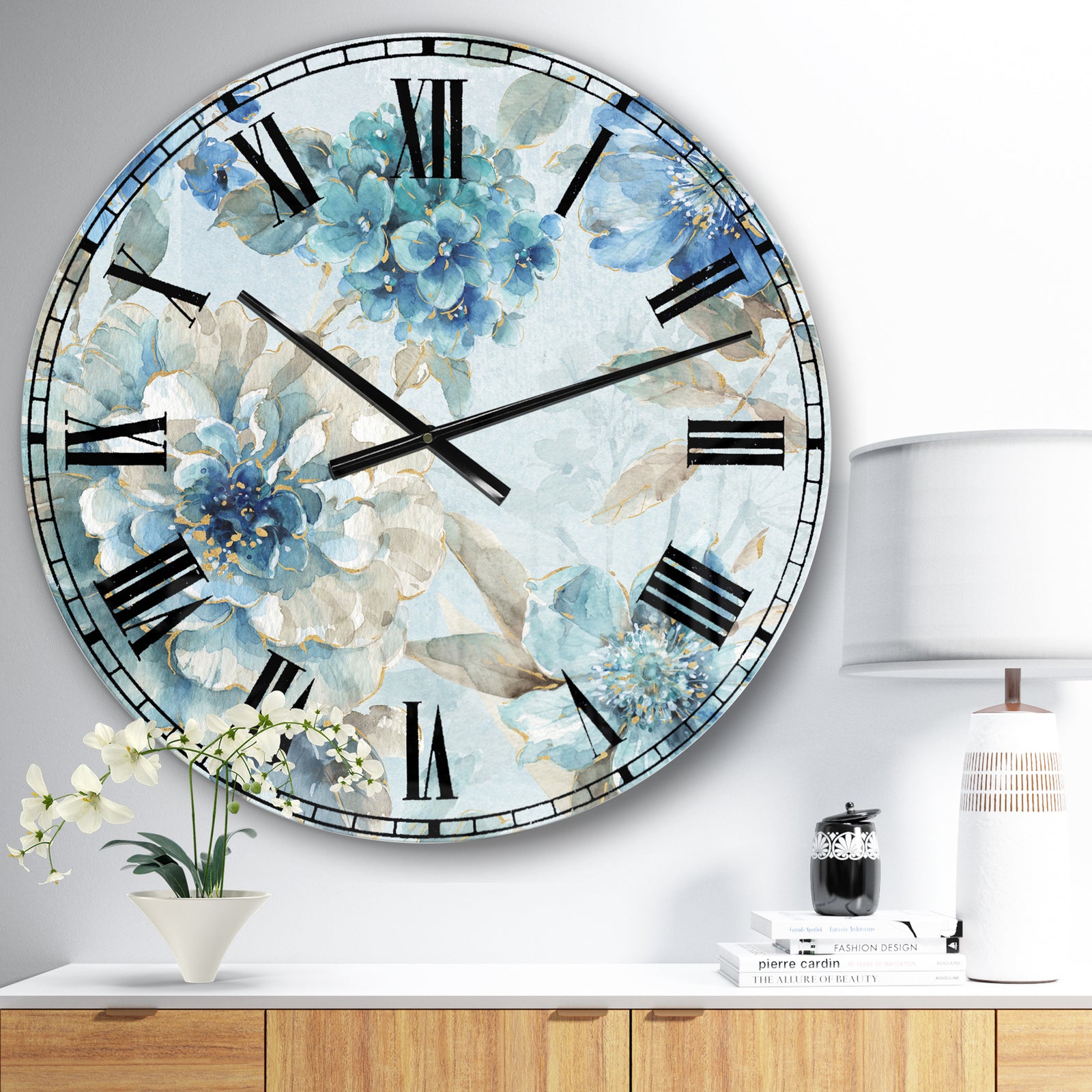 Indigold Watercolor Lovely bird IV - Farmhouse Large Wall CLock