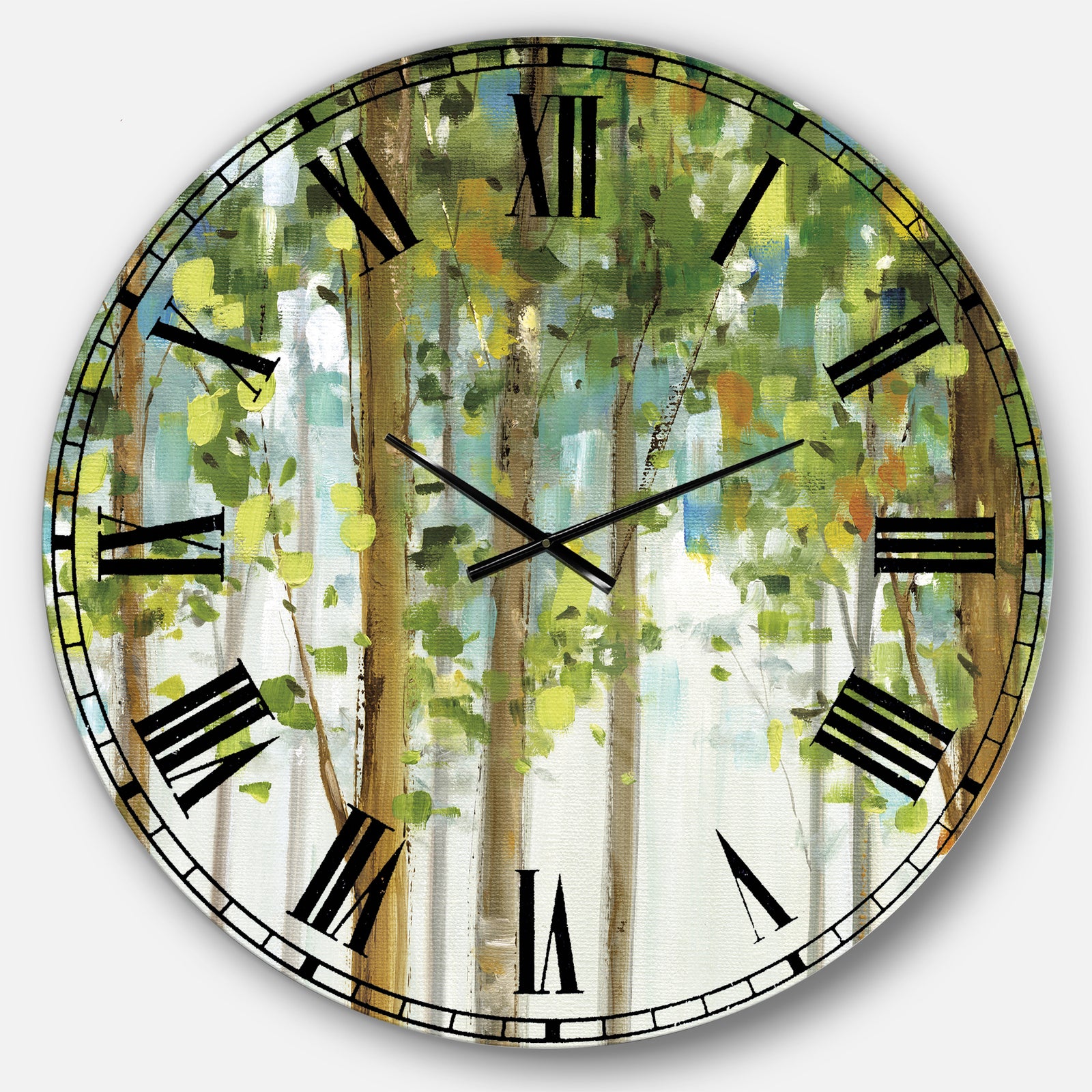 Green Forest Study - Modern Farmhouse Large Wall CLock
