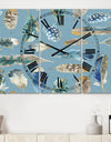 Indigold Feathers Turquoise Pattern - Cottage 3 Panels Oversized Wall CLock