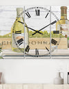 White Chardonnay Wine Bottles - Cottage 3 Panels Oversized Wall CLock