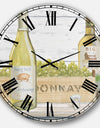 White Chardonnay Wine Bottles - Food and Beverage Oversized Wall CLock