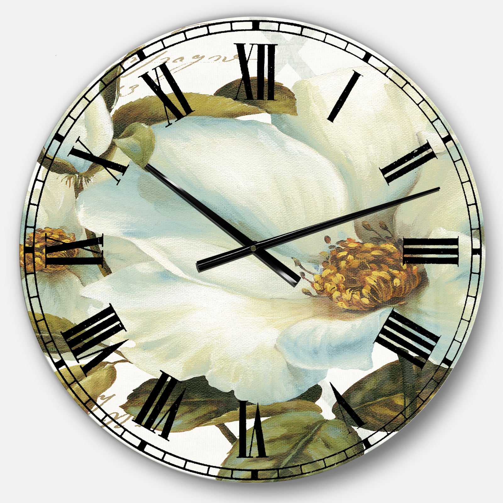White Blossoming Flower Close-up - Modern Farmhouse Wall CLock