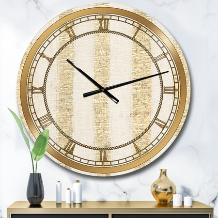 Gold Glam Stipes Pattern - Modern Glam Wall CLock