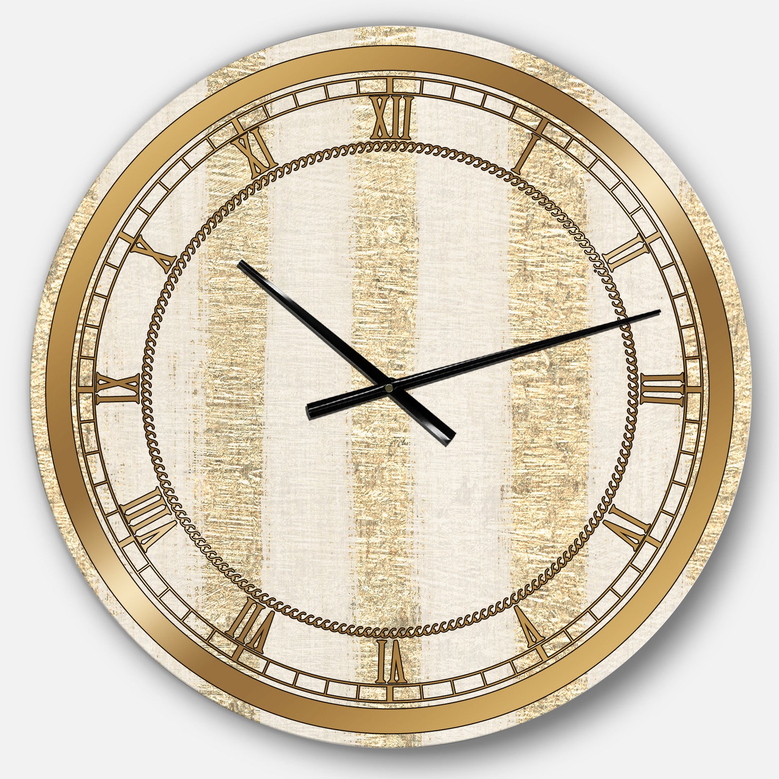 Gold Glam Stipes Pattern - Modern Glam Wall CLock