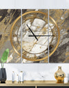 Gold, Black and White Hanpainted Abstract - Glam 3 Panels Oversized Wall CLock