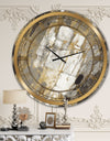 Gold, Black and White Hanpainted Abstract - Glam Large Wall CLock