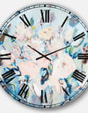 Abstract Pink Flowers Farmhouse Waterpainting  - Farmhouse Large Wall CLock