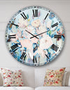 Abstract Pink Flowers Farmhouse Waterpainting  - Farmhouse Large Wall CLock