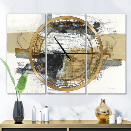 Glam Cream Dream II - Glam 3 Panels Large Wall CLock