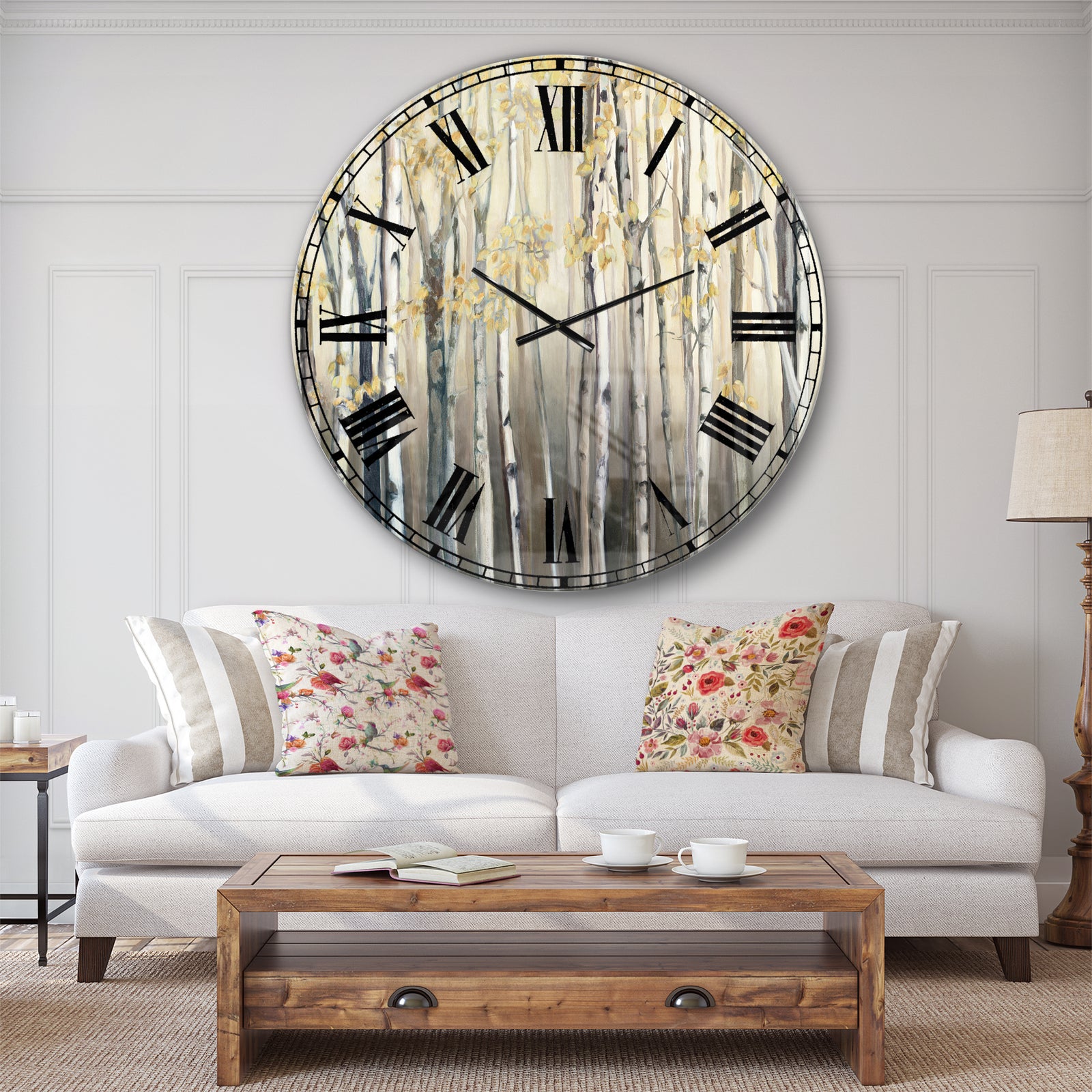 Golden Birch Forest I - Landscapes Large Wall CLock