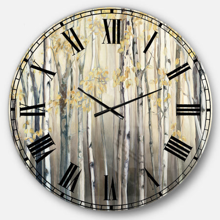 Golden Birch Forest I - Landscapes Large Wall CLock