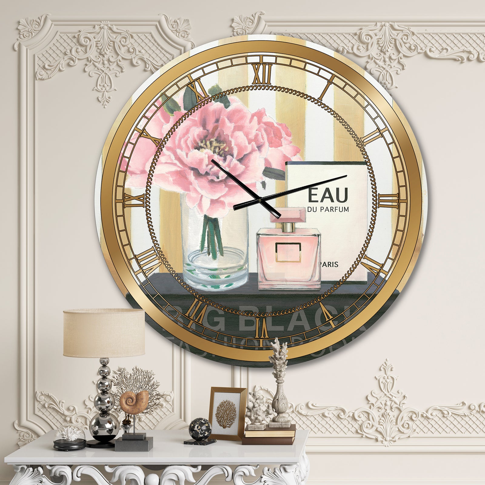 Glam & Fashion Parfum Boudoir III - Posh & Luxe Large Wall CLock