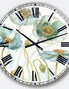 Blue Cottage Flowers Drawing I - Farmhouse Wall CLock