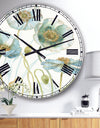 Blue Cottage Flowers Drawing I - Farmhouse Wall CLock