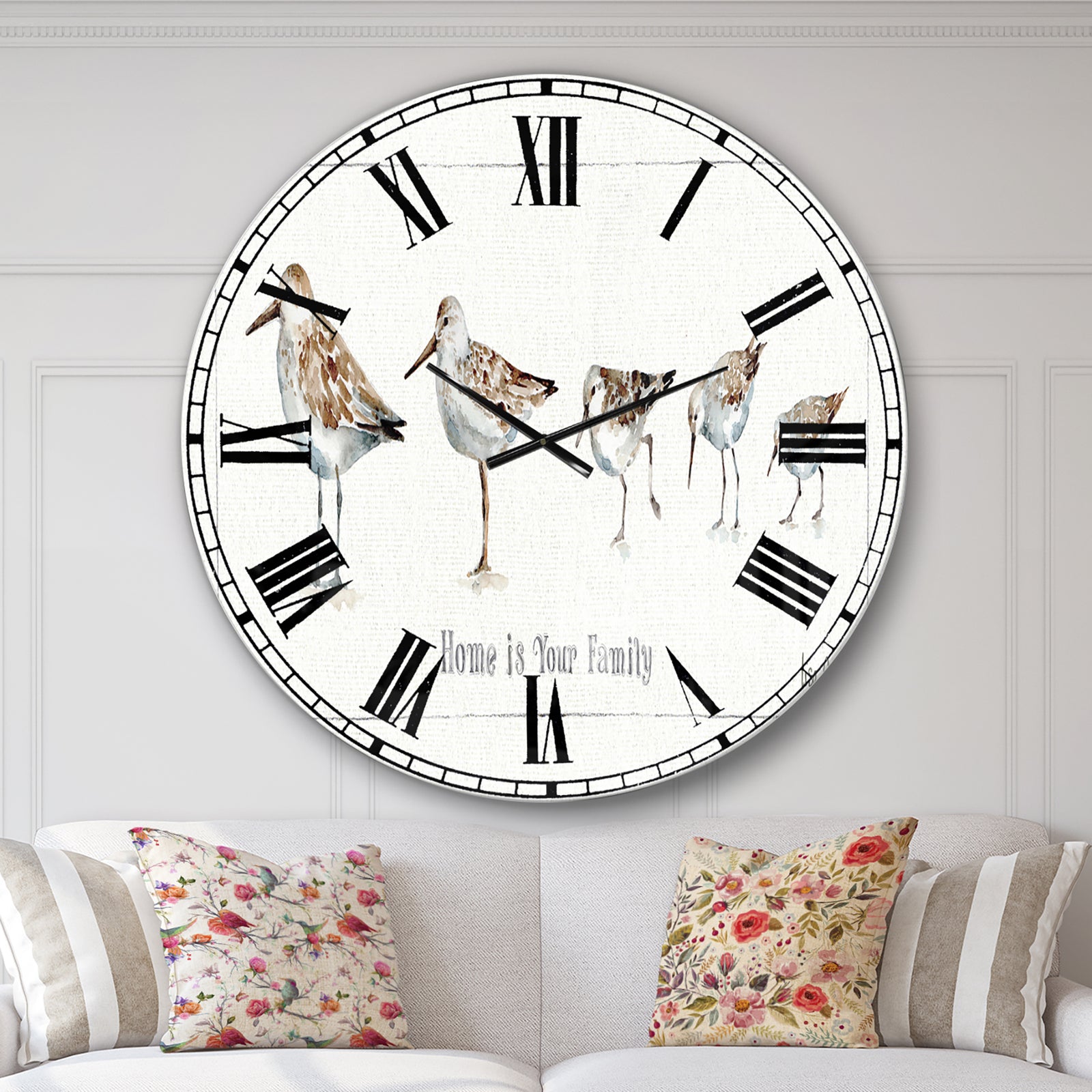 Pebbles and Sandpipers Family - Traditional Wall CLock