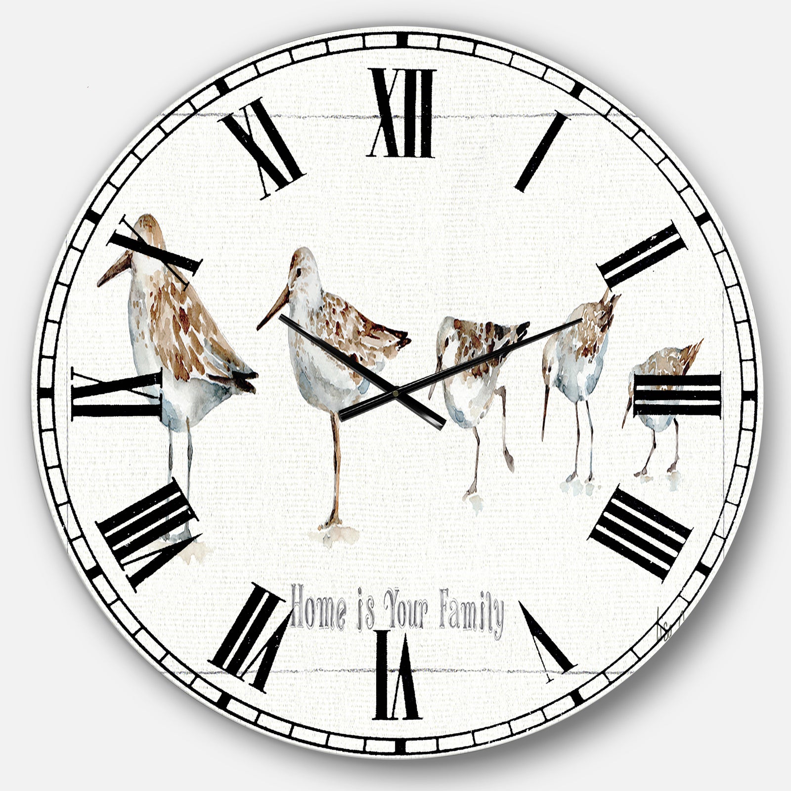 Pebbles and Sandpipers Family - Traditional Wall CLock