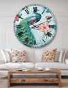 Peacock  - Floral and botanical Large Wall CLock