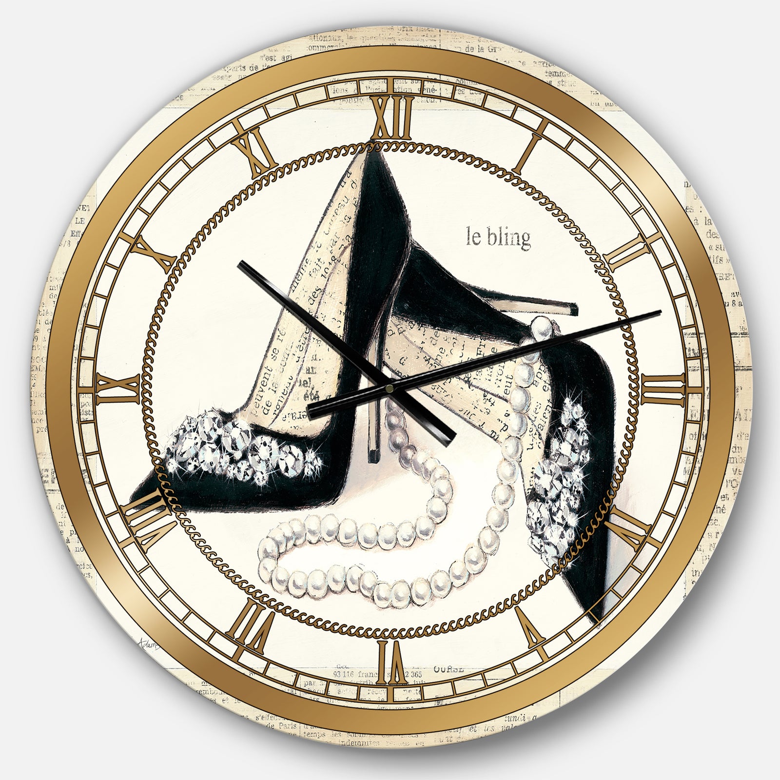 Silver Orchid Borella 'Chic Galm Closet I - Glam Large Wall Clock