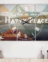 Lake House Happy Quote - Cottage 3 Panels Oversized Wall CLock