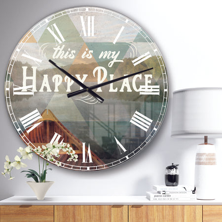 Lake House Happy Quote - Cottage Oversized Wall CLock