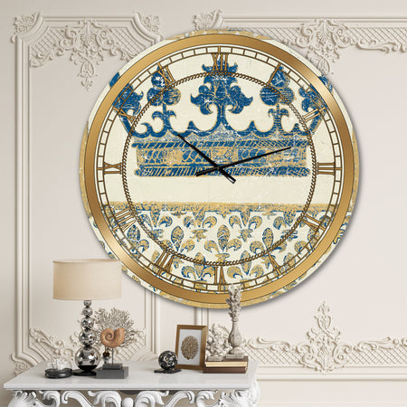 Fleur de Lis Gold Crown - Ornate Glam Large Wall CLock