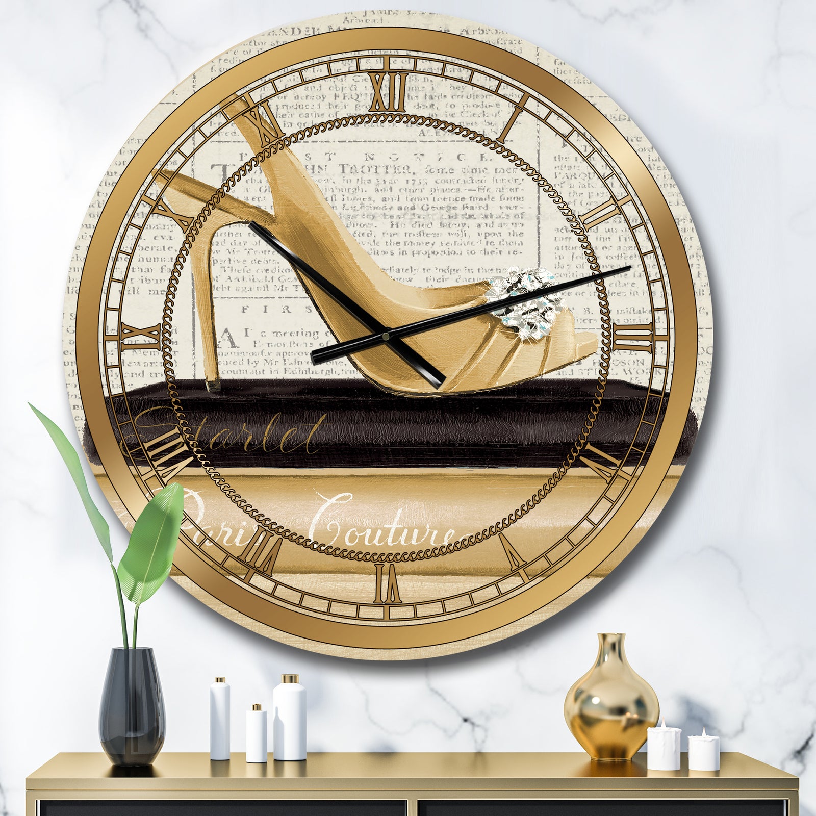 Gold Fashion High Hells I - Posh & Luxe Wall CLock