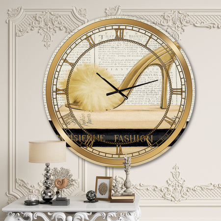 Gold Fashion High Hells II - Posh & Luxe Large Wall CLock