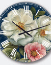 Blue Damask Flowers - Farmhouse Wall CLock