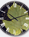 Porch & Den Handpainted Green Leaf On Black - Traditional Oversized Metal Clock