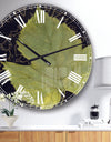 Porch & Den Handpainted Green Leaf On Black - Traditional Oversized Metal Clock