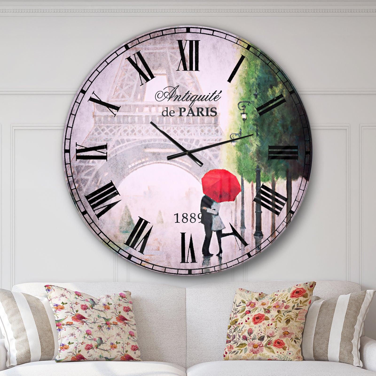 Paris Romance Couples III - French Country Oversized Wall CLock
