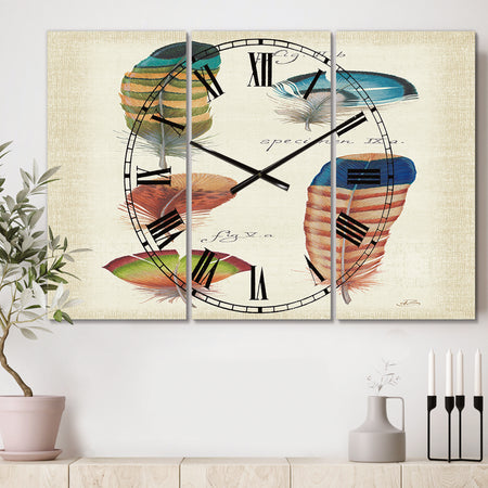 Feathers Cottage Family II - Cottage 3 Panels Oversized Wall CLock