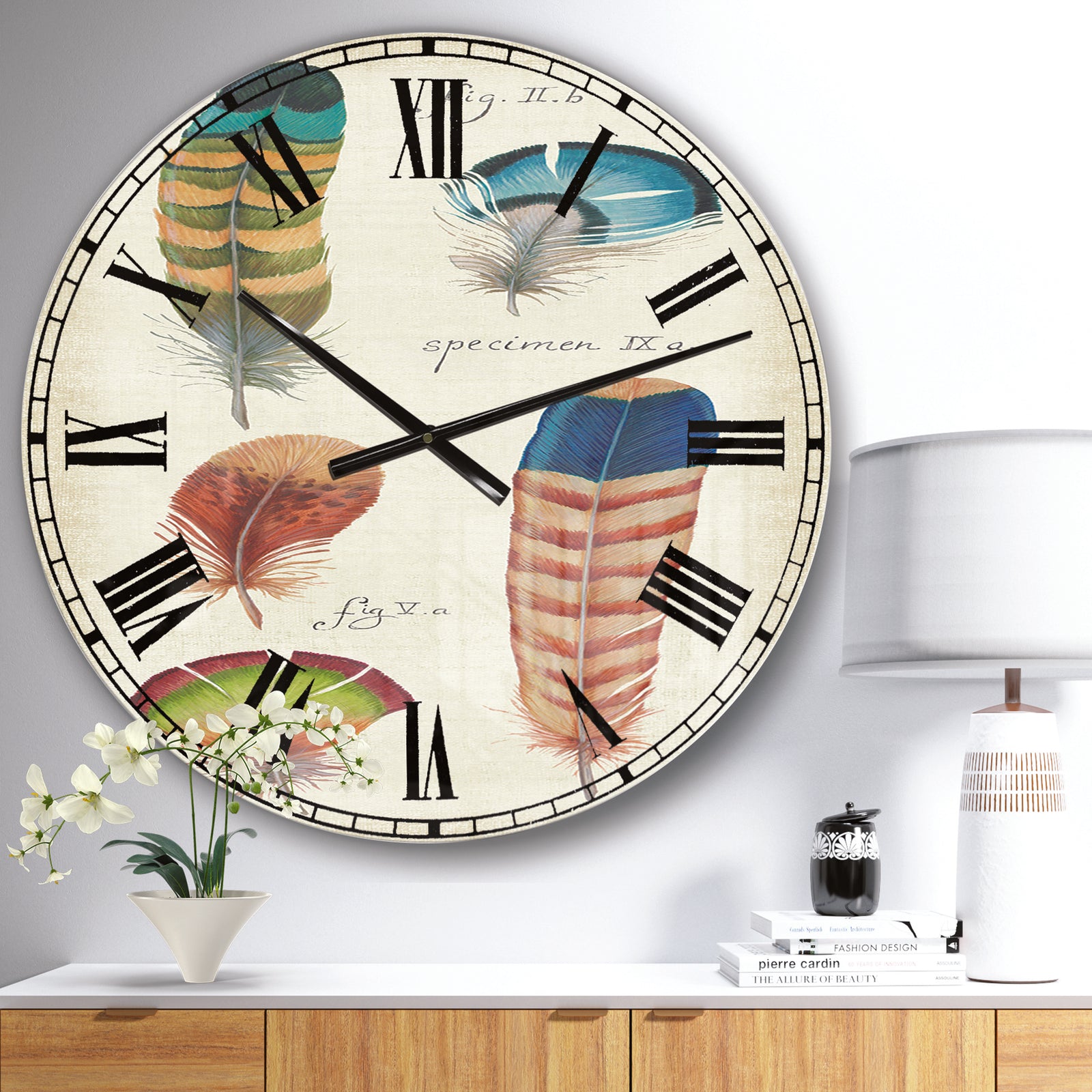 Feathers Cottage Family II - Cabin & Lodge Large Wall CLock