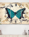 Blue Farmhouse Butterfly - Cottage 3 Panels Oversized Wall CLock