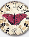 Red Farmhouse Butterfly - Farmhouse Large Wall CLock