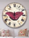 Red Farmhouse Butterfly - Farmhouse Large Wall CLock