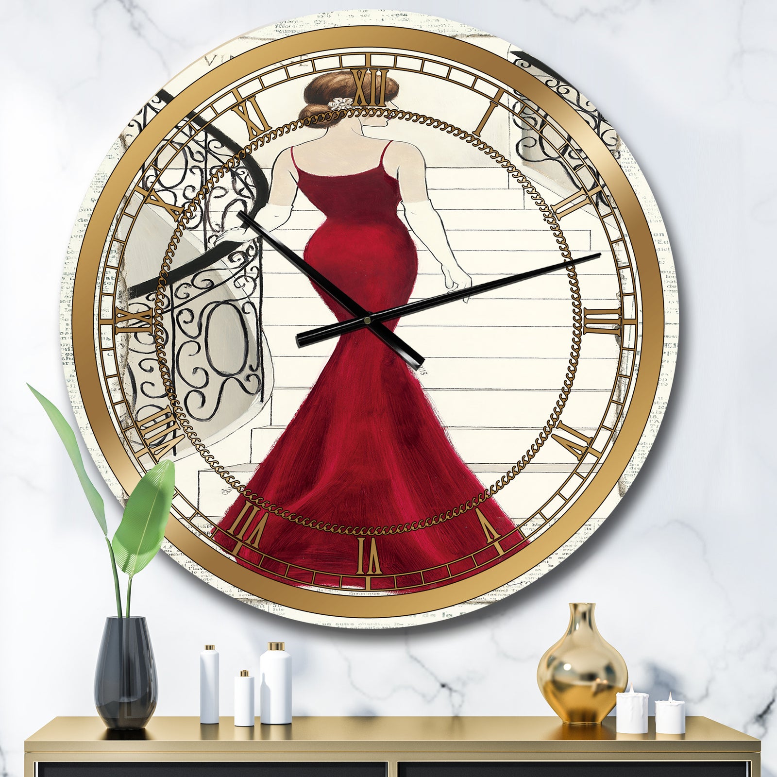 Elegance Glam Paris Diva III - Glam Oversized Wall CLock